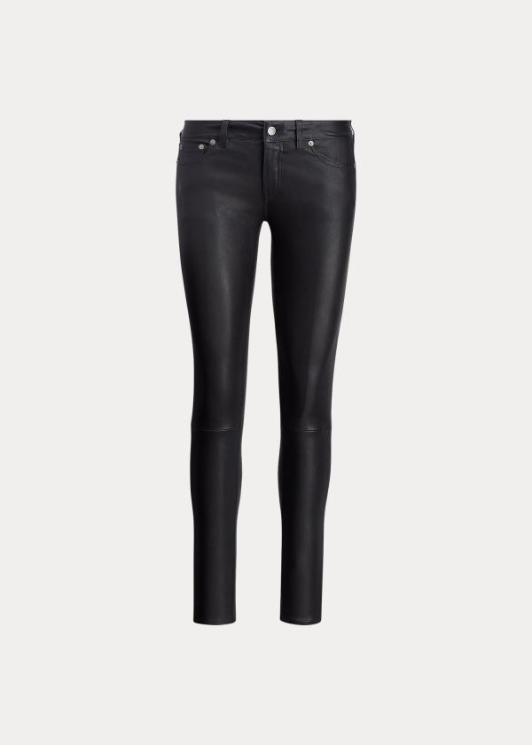 Calças Polo Ralph Lauren Stretch Couro Skinny Mulher 06815-VZQU